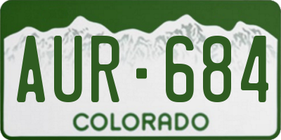 CO license plate AUR684