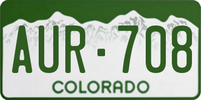 CO license plate AUR708