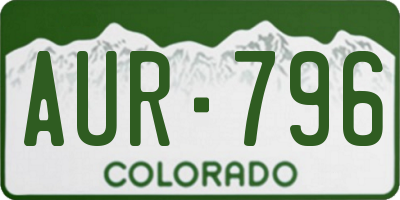 CO license plate AUR796
