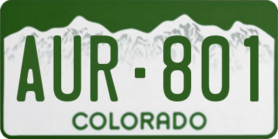CO license plate AUR801