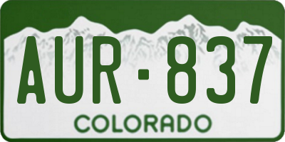 CO license plate AUR837