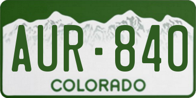CO license plate AUR840
