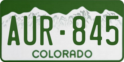 CO license plate AUR845