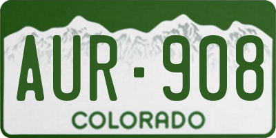 CO license plate AUR908