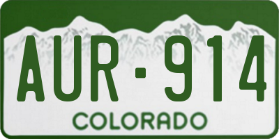CO license plate AUR914