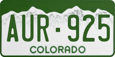 CO license plate AUR925