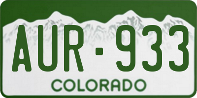 CO license plate AUR933