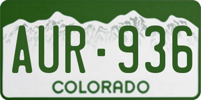 CO license plate AUR936
