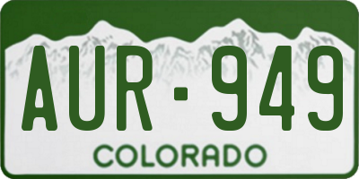 CO license plate AUR949