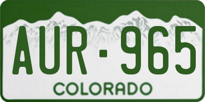 CO license plate AUR965
