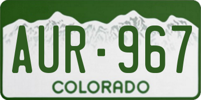 CO license plate AUR967