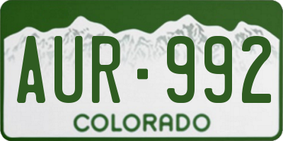 CO license plate AUR992