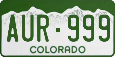 CO license plate AUR999