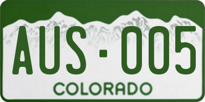CO license plate AUS005