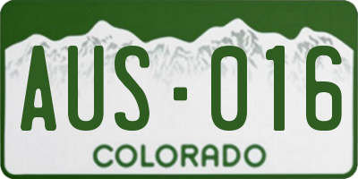 CO license plate AUS016