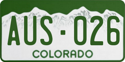 CO license plate AUS026