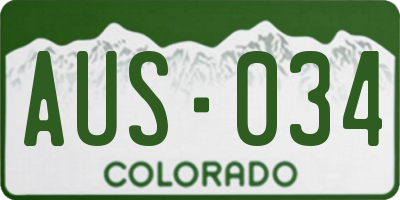 CO license plate AUS034