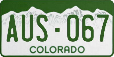 CO license plate AUS067