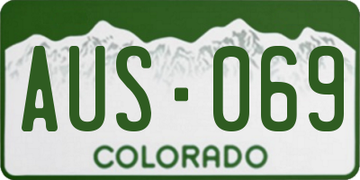 CO license plate AUS069