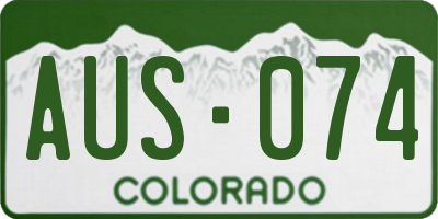 CO license plate AUS074