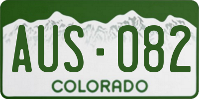 CO license plate AUS082