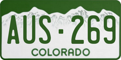 CO license plate AUS269