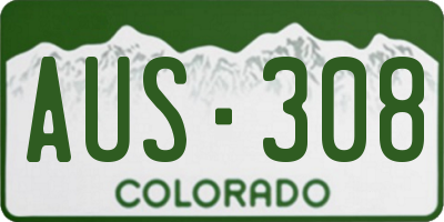 CO license plate AUS308