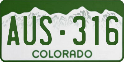 CO license plate AUS316