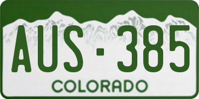 CO license plate AUS385