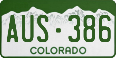 CO license plate AUS386