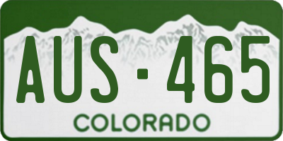 CO license plate AUS465