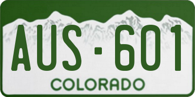 CO license plate AUS601