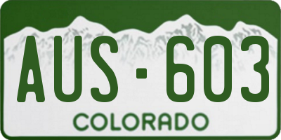 CO license plate AUS603