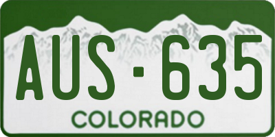 CO license plate AUS635
