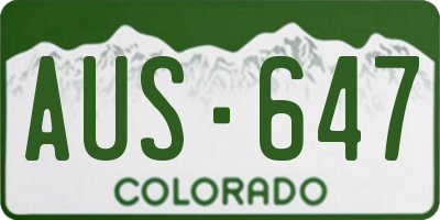 CO license plate AUS647