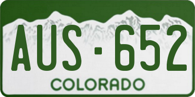 CO license plate AUS652