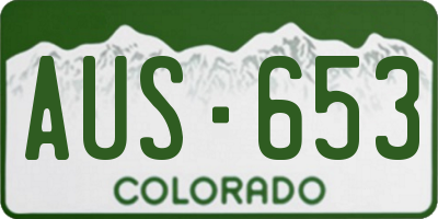 CO license plate AUS653