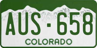 CO license plate AUS658