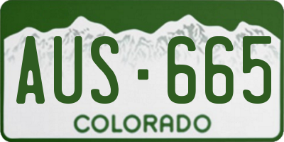 CO license plate AUS665