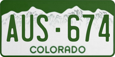 CO license plate AUS674