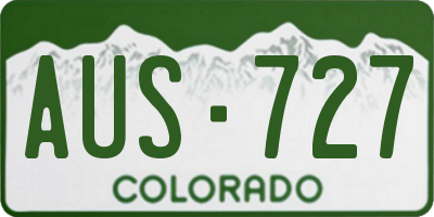 CO license plate AUS727