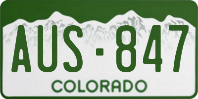 CO license plate AUS847