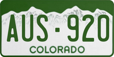 CO license plate AUS920