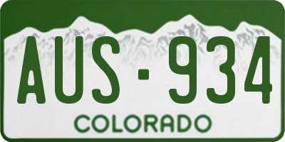 CO license plate AUS934