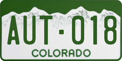 CO license plate AUT018