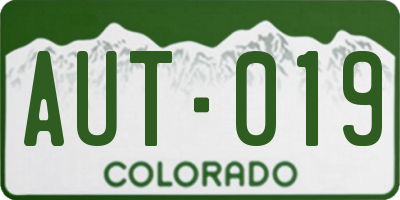 CO license plate AUT019