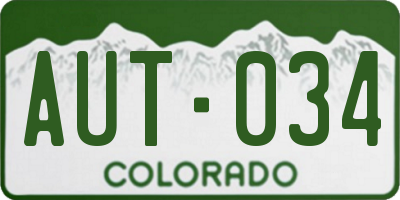 CO license plate AUT034