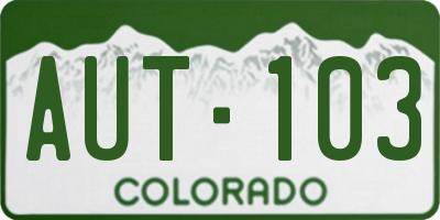 CO license plate AUT103