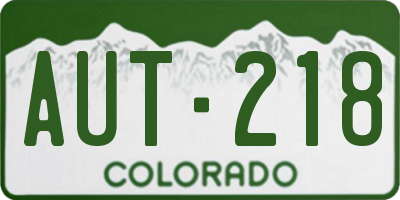 CO license plate AUT218