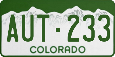 CO license plate AUT233